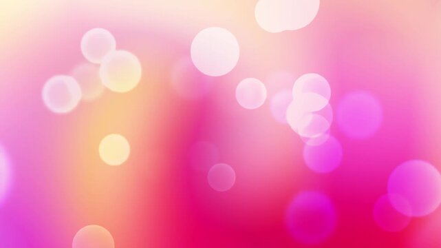 Glowing peach pink, soft cream, and warm amber fluid gradient motion loop with translucent floating bokeh bubbles for elegant presentation background