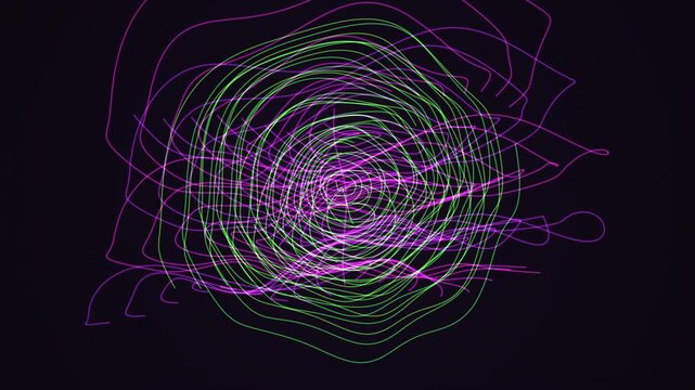 Mesmerizing 4K UHD loop of a glowing iris helicoid morphing through an abstract topology field with cinematic depth. Ideal for sound bath, data visualization. 4K UHD.