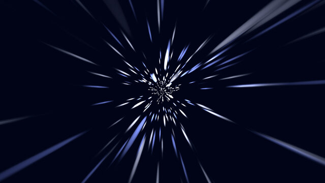Abstract hyperspace starburst with radiant light streaks on a dark cosmic background