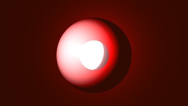 Abstract glowing red sphere with dramatic white light core