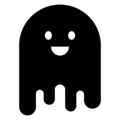 Obraz premium Logo Halloween. Icono con dibujo sencillo de la silueta de un fantasma simpático de frente 