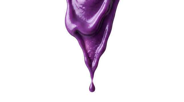 Purple liquid dripping with transparent background for creative use.