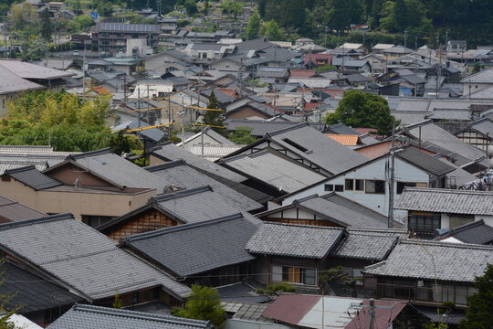 恵那市岩村の日本的な町並み