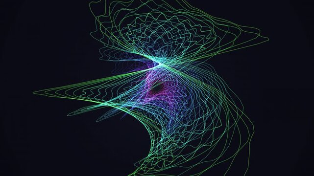 Seamless 4K loop of a glowing bronze chladni pattern morphing through an abstract topology field drifting in hypnotic slow motion. Ideal for meditation background, science background. 4K UHD.