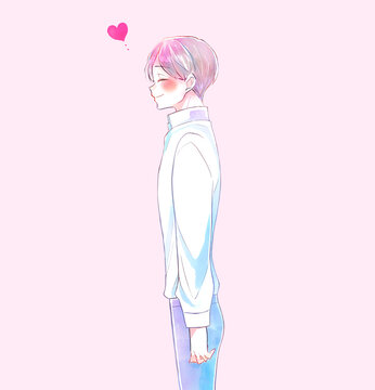 恋する男性　にこにこ