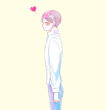恋する男性　にこにこ