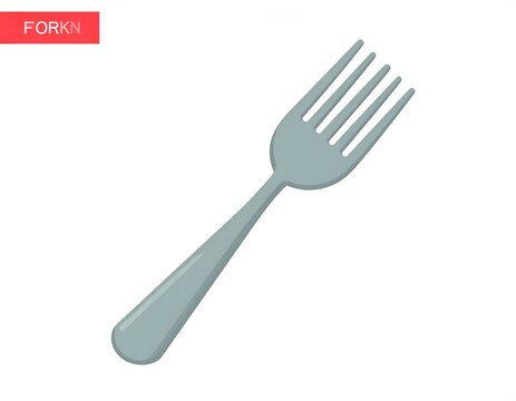 Diagonal silver fork isolated on white background.