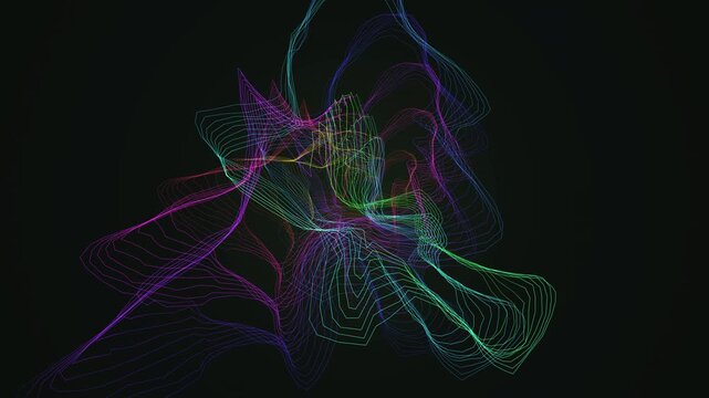A mesmerizing seamless 4K loop of a glowing violet trefoil knot morphing through an abstract topology field in crisp volumetric detail. Ideal for data visualization, sound bath. 4K UHD.
