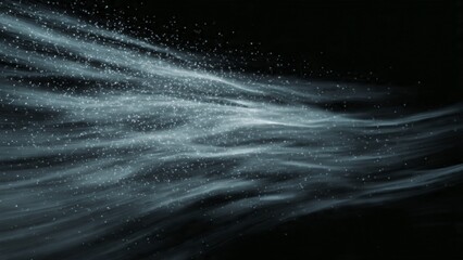 Fototapeta premium Flowing white wisps of smoke or mist moving through the dark air with abstract particles background ethereal atmosphere floating