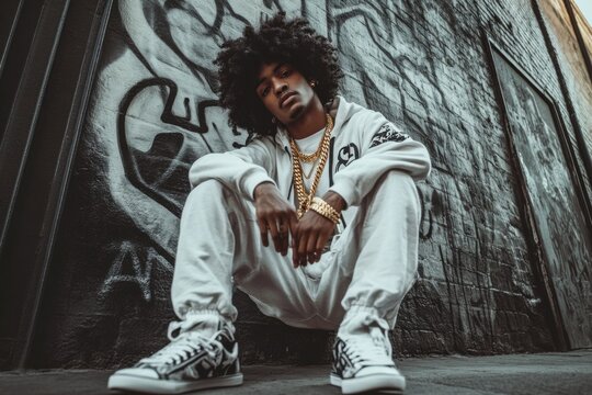 Young black man posing with hip hop style