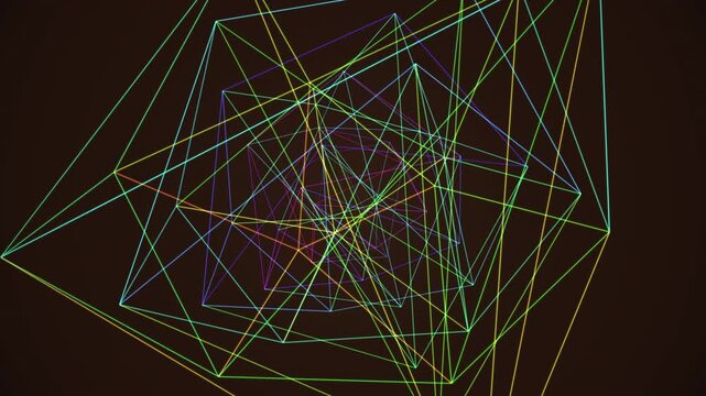 Abstract 4K UHD loop featuring a glowing cyan polyhedron morphing through an abstract topology field with deep cinematic detail. Ideal for meditation background, science background. 4K UHD.