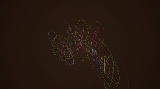 Mesmerizing 4K UHD loop of a glowing orange gyroscope morphing through an abstract topology field with an elegant inner glow. Ideal for projection mapping, corporate background. 4K UHD.