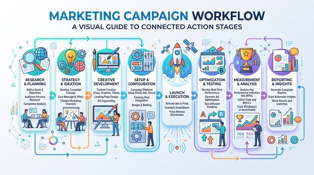 Comprehensive Visual Guide to Digital Marketing Strategy and Project Management Process