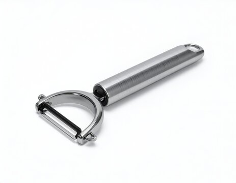 Modern metal swivel vegetable peeler.