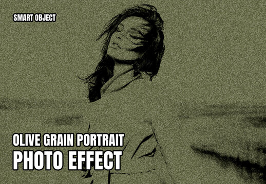 Olive Grain Portrait Photo Effect Template