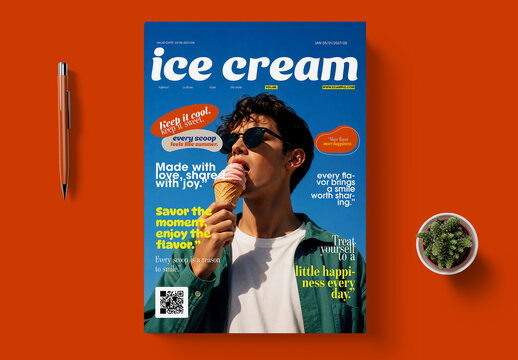 Summer Dessert Editorial Poster Promotional Print Template Design