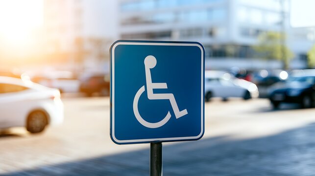 Accessible parking sign bathed in soft light showcasing modern urban accessibility and inclusive design concepts