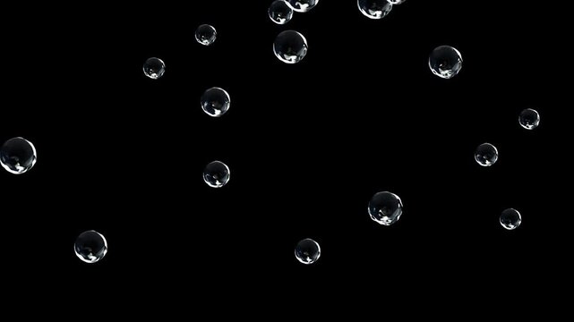 Floating bubble motion effect animation isolated on black background