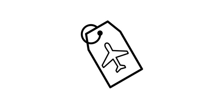 Baggage tag icon representing travel animation isolated on white background