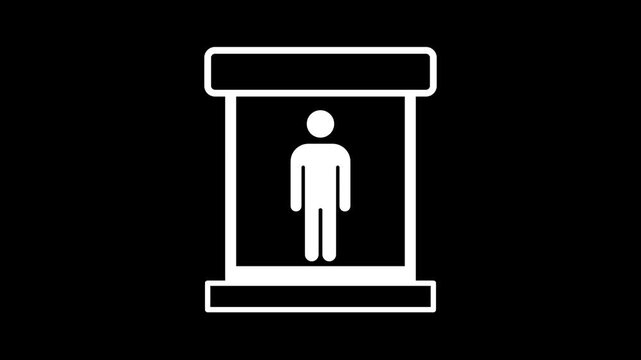 Male body scanner icon showing a full body scan gate animation isolated on black background