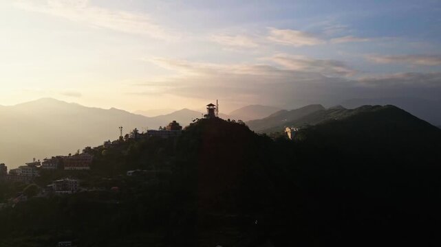 sunrise view in the mountains sarangkot, pokhara