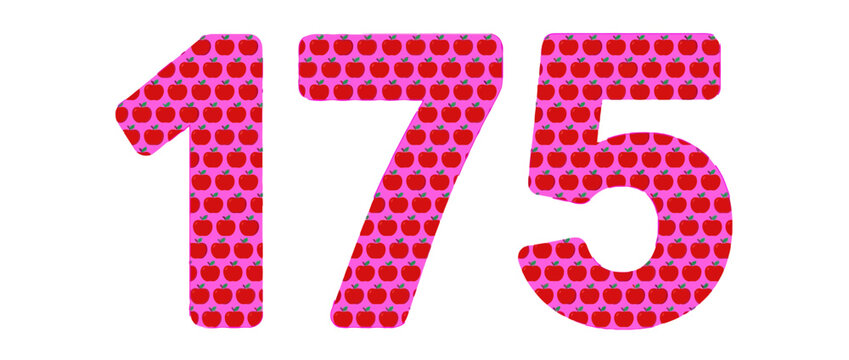 Number 175 Patterned with Red Apples on Pink Background