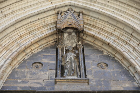 Detail of the Portal of Saint Ivo at the Cathedral of Barcelona, ​​Spain