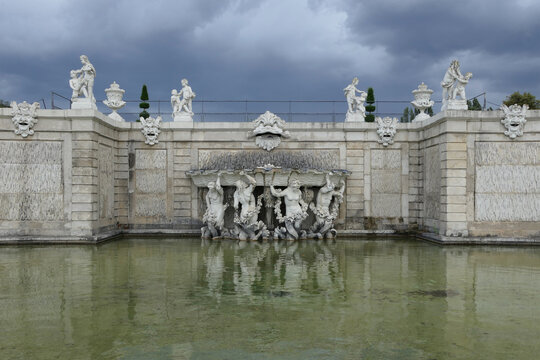 Baroque Triton Fountain in the Gardens of Belvedere Palace in Vienna, Austria. 