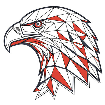 Low poly bald eagle head geometric graphic with geometric
