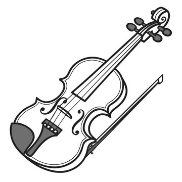 Classic violin musical instrument illustration with instrument
