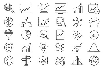 Fototapeta premium Analytics and Data Science Line Icons Featuring Statistics, Insights and Business Intelligence