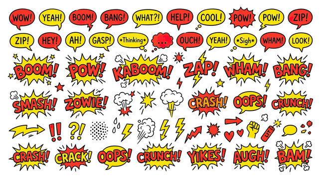 Comic Book Sound Effects and Speech Bubbles Collection