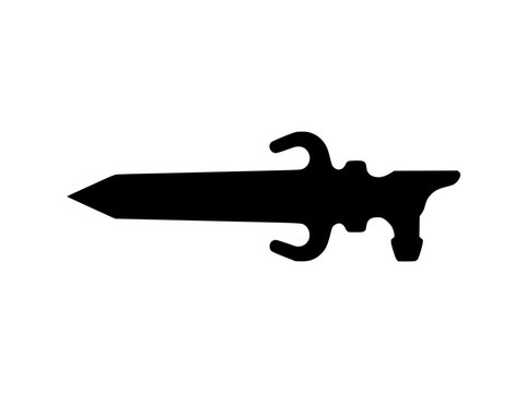 Black silhouette of a fantasy dagger or short sword weapon icon