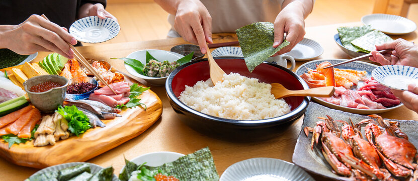 鮪の手巻き寿司、日本料理、家庭料理