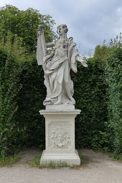Allegorical Statue of Music in the Gardens of Belvedere Palace, Vienna, Austria. 