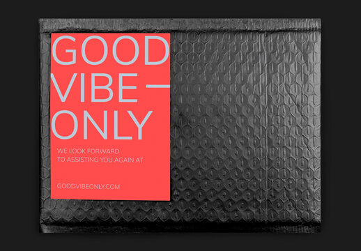 Bold Label Mockup On Black Envelope PSD