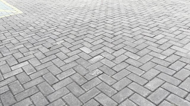 Grey Concrete Paving Blocks Patterned Walkway Structure Surface