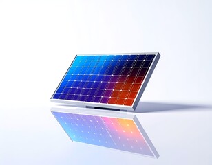 Obraz premium Reflective colorful solar panel on white surface.