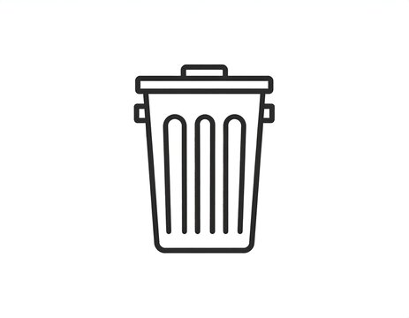 Simple line art trash bin icon.