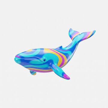 Colorful Whale Illustration with Decorative Ocean Patterns