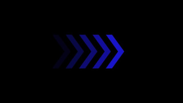 Animated arrow icon pointing right. blue Arrow icon Fast forward sign moving forward. 4k video