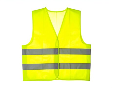 Yellow high visibility safety vest with silver reflective strips