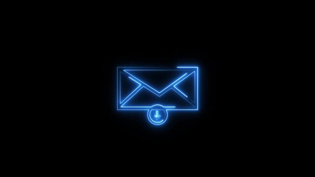 blue neon glowing message box icon animation text box inbox dialogue box chat conversation notification
