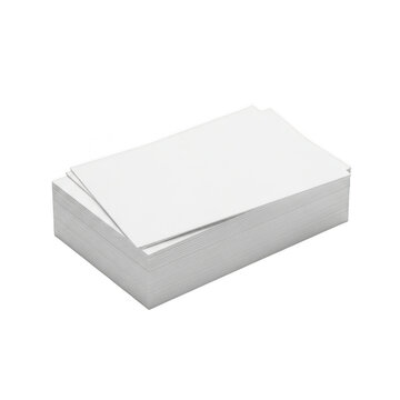 Stack of blank white business cards for branding design isolated on transparent background