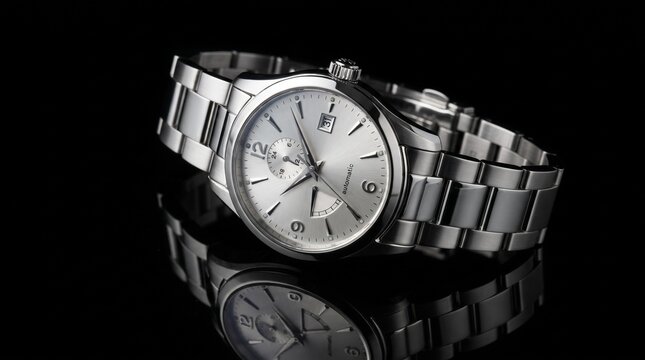 wristwatch on black background