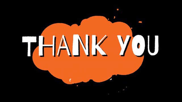 Animated Thank You Text Message With Pop Up Effect On Black Background.