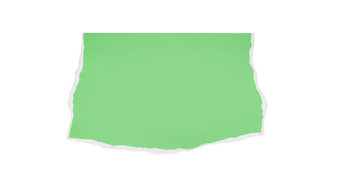 Light green paper sticker with a torn edge isolated on transparent background