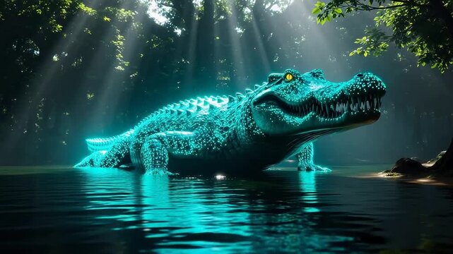 Predator in the Murk: Hidden Crocodile Particles Awaiting Prey