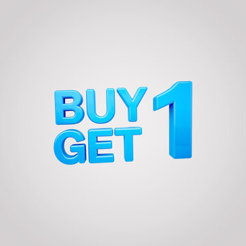 Blue buy one get one free promotional text banner with transparent background