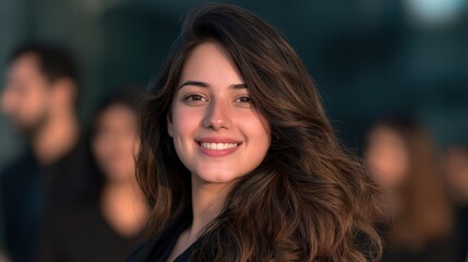 Obraz premium Warm smile graces a woman's face